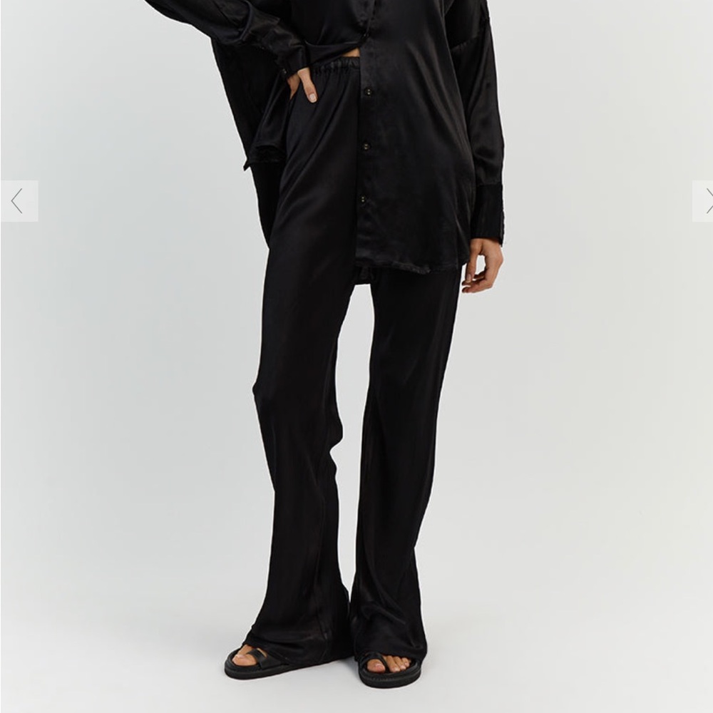 DISSH Simone black satin bias cut pant